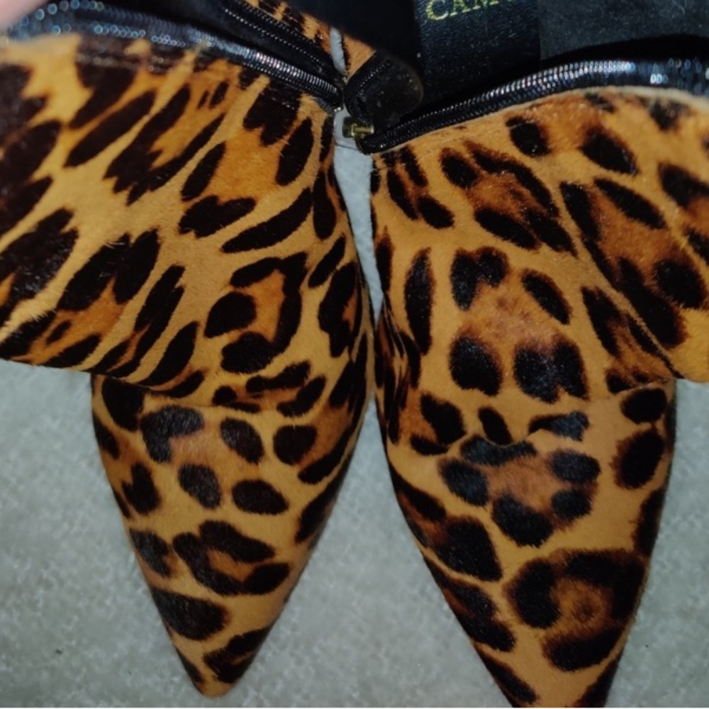 NWT Vince Camuto leather sole, leopard, boot, texture hair.